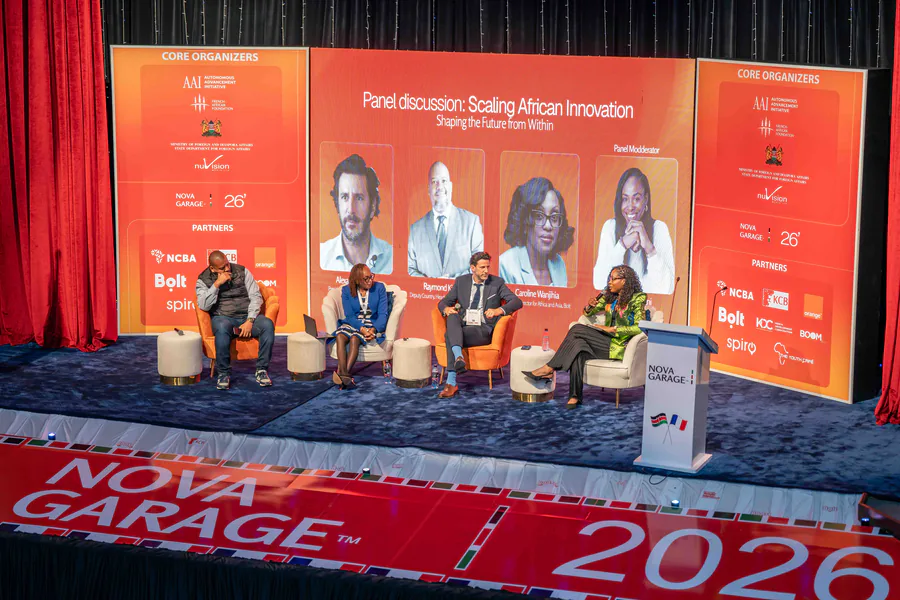Four panellists seated on stage for the Scaling African Innovation discussion at the Nova Garage Summit 2026.